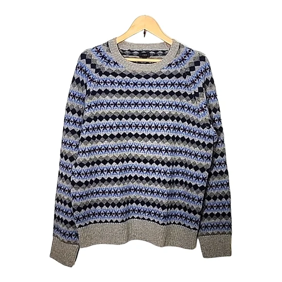 J. Crew McCallum Fair Isle 100% lambs wool sweater size L - Picture 1 of 5